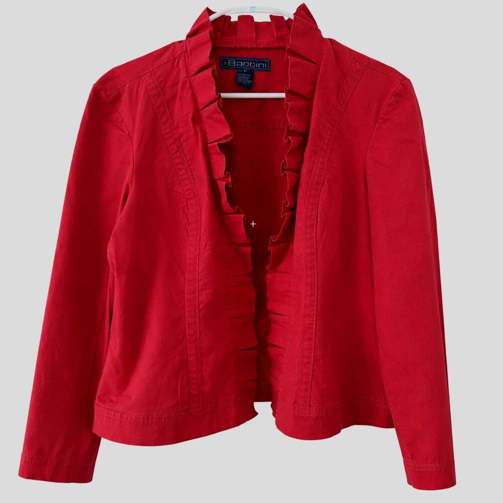 Y2K Baccini Red Ruffle Front Jacket - Size XL